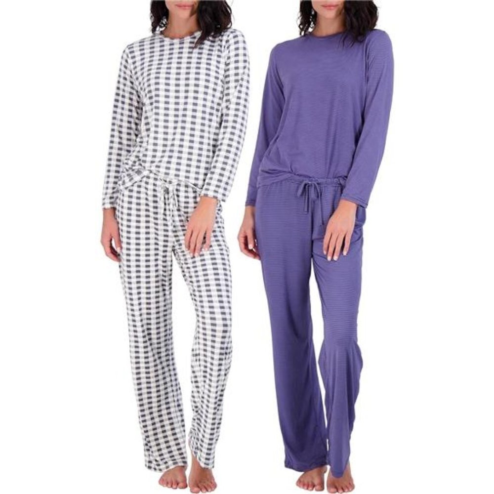 2 Pack: Women’s Pajama Set Super-Soft Long Sleeve Top With Pants